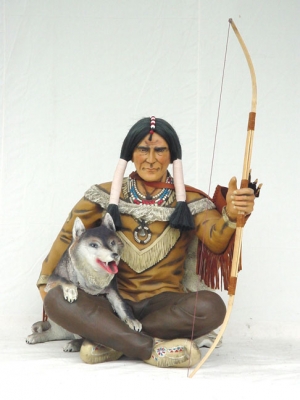 Indian Warrior seated with Wolf (JR 1054)