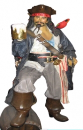 Captain Jack style Pirate with Beer & Barrel Life-size (JR 2518) - Thumbnail 01