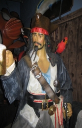 Captain Jack style Pirate with Beer & Barrel Life-size (JR 2518) - Thumbnail 03