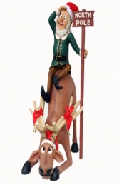 Funny Reindeer with Elf at North Pole (JR EF) - Thumbnail 01