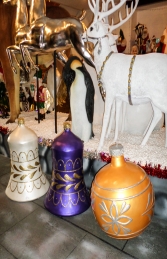 Christmas Decor Bell White w/Gold (JR 1188-F) - Thumbnail 03
