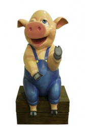 Funny Pig on Bench (JR C-047) - Thumbnail 01