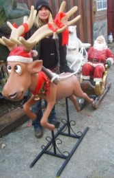 Funny Reindeer with Santa & Sleigh (JR 2295) - Thumbnail 03