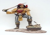 LIFESIZE LADY PIRATE WITH TREASURE CHEST STATUE 