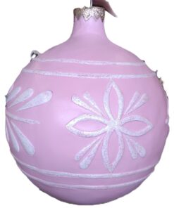 Small - Christmas Ball - Pastel Pink with White | JR 1193
