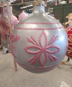 Small - Christmas Ball - Silver with Pink | JR 1193