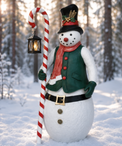 Snowman with Candy Cane Lantern 6ft | JR 2401