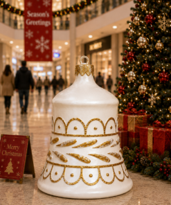 Large - White and Gold Christmas Bell | JR 1188