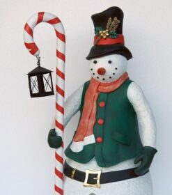 Alternative view of Snowman with Candy Cane Lantern 6ft | JR 2401