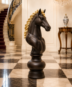 Ornamental Black Knight Chess Piece | JR 220120