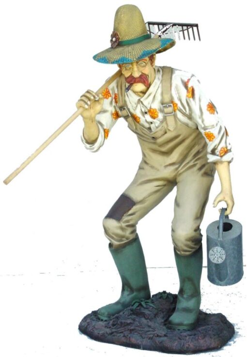 OLD MAN GARDENER WITH RAKE (STANDING) JR 1508