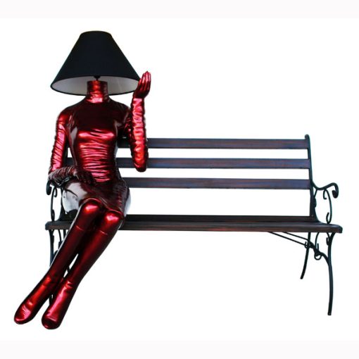 LADY LAMP SITTING ON BENCH JR 5110