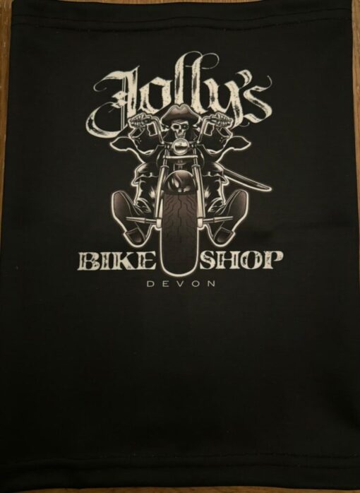 'JOLLY PIRATE BIKER' BLACK SNOOD - large white logo - BSM-SN009 - Image 3