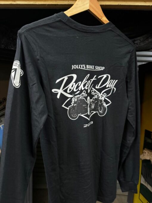 'ROCKET DAY #2'  BLACK T-SHIRT - small front, large rear & sleeve logo ***LIMITED STOCK*** BSM-TSL014 - Image 4