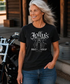 'JOLLY LADIES PIRATE BIKER' T-SHIRT -Large Front Logo with ROUNDED neck - BSM-WTS001