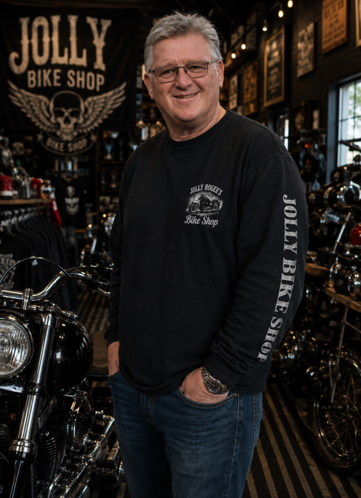 'JOLLY CLASSIC' SWEATSHIRT - Classic Bike on front left breast, large logo on back and name on sleeve | BSM-SS003