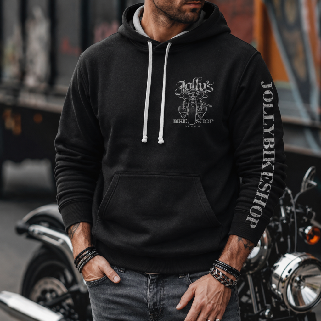 'JOLLY PIRATE BIKER' HOODIE -logo on left breast, back and name on sleeve | BSM-HOOD001