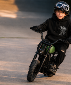 'JOLLY PIRATE BIKER' CHILDREN'S BLACK HOODIE - BSM-CHOOD001