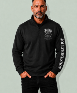 'JOLLY PIRATE BIKER'  ¼ ZIPPED TOP - sleeve logo | BSM-ZT002