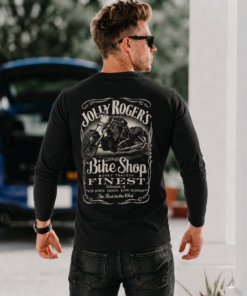 'JOLLY CLASSIC' BLACK T-SHIRT LONG SLEEVED - logo on breast and back with sleeve print | BSM-TSL004