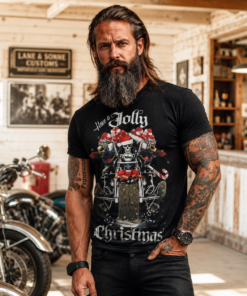 'JOLLY CHRISTMAS BIKER' BLACK T-SHIRT | BSM-TS011