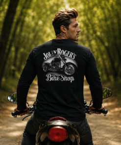 'JOLLY CLASSIC' BLACK T-SHIRT LONG SLEEVED - logo on left breast and back, plain sleeve | BSM-TSL003