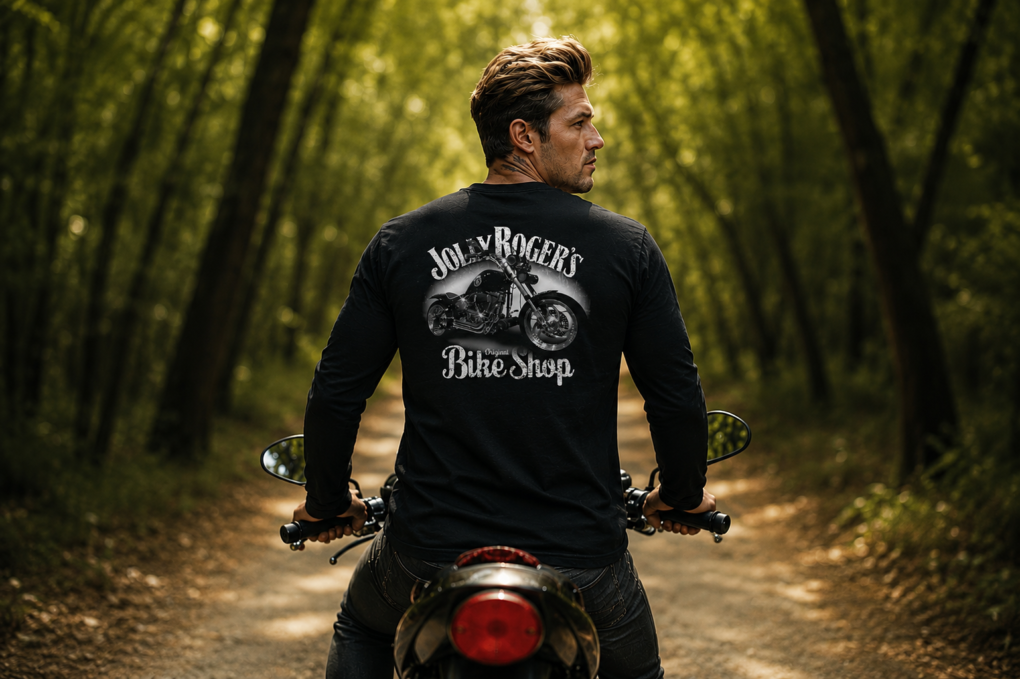 'JOLLY CLASSIC' BLACK T-SHIRT LONG SLEEVED - logo on left breast and back, plain sleeve | BSM-TSL003