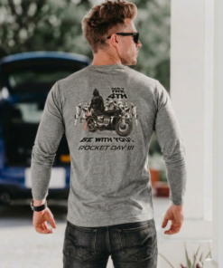 'ROCKET DAY #3' GREY T-SHIRT LONG SLEEVED - logo on front/back and sleeve | BSM-TSL006