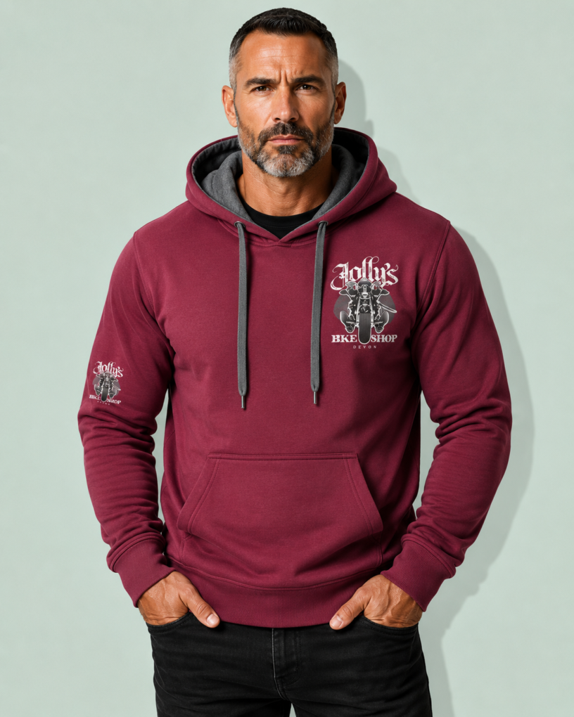 NEW 'JOLLY PIRATE BIKER' HOODIE Small pirate logo on left breast- large pirate biker on back and small pirate skull on sleeve | BSM-HOOD011 - Image 2