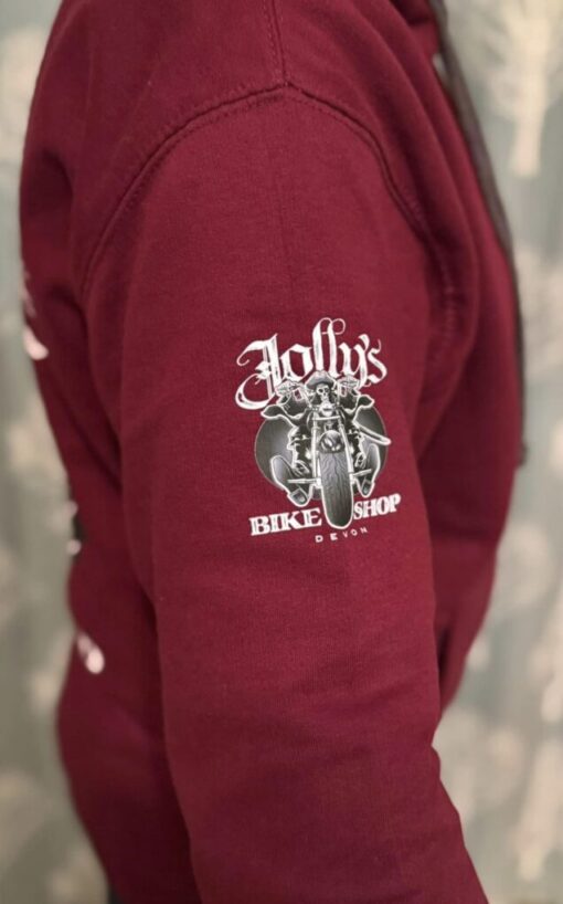 'JOLLY PIRATE BIKER' HOODIE - front and sleeve logo, large back logo - BSM-HOOD010 - Image 4