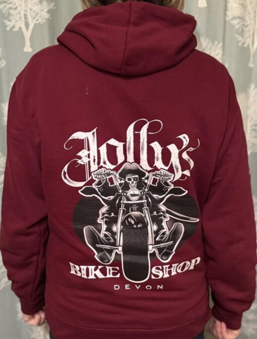 'JOLLY PIRATE BIKER' HOODIE - front and sleeve logo, large back logo - BSM-HOOD010 - Image 2