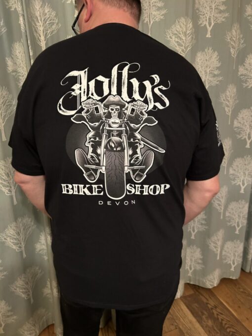 2025 'JOLLY PIRATE BIKER' T-SHIRT - logo on chest, sleeve and back - BSM-TS018 - Image 2