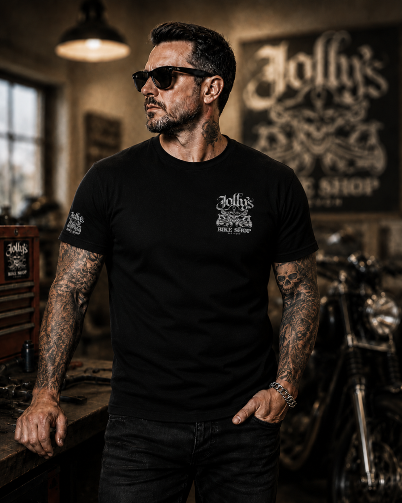 2025 'JOLLY PIRATE SKULL' T-SHIRT Skull on chest, sleeve and large logo on back | BSM-TS022