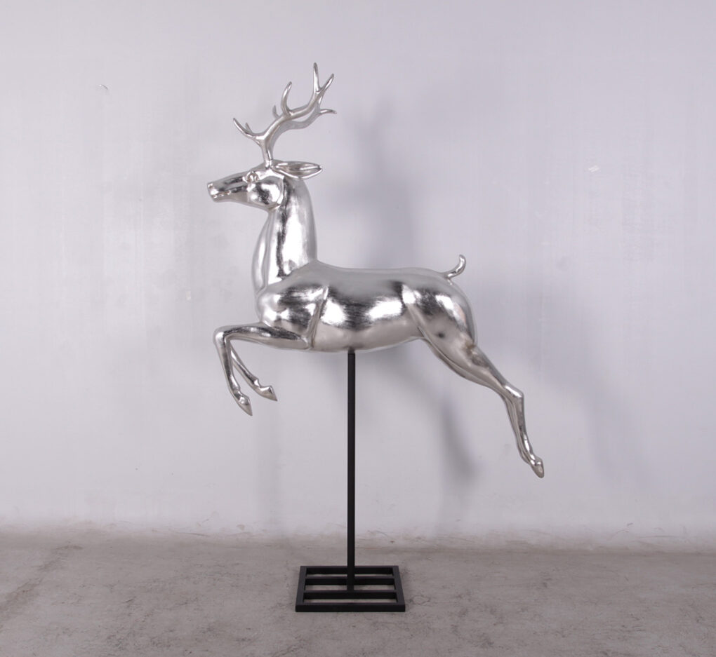 Flying Reindeer on Base - Silver | JR 120067