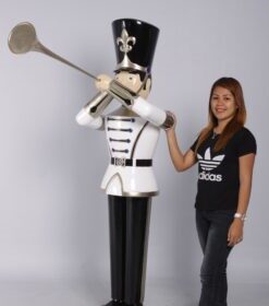 Alternative view of Toy Soldier with Trumpet - White, Silver & Black - 6ft | JR 140007