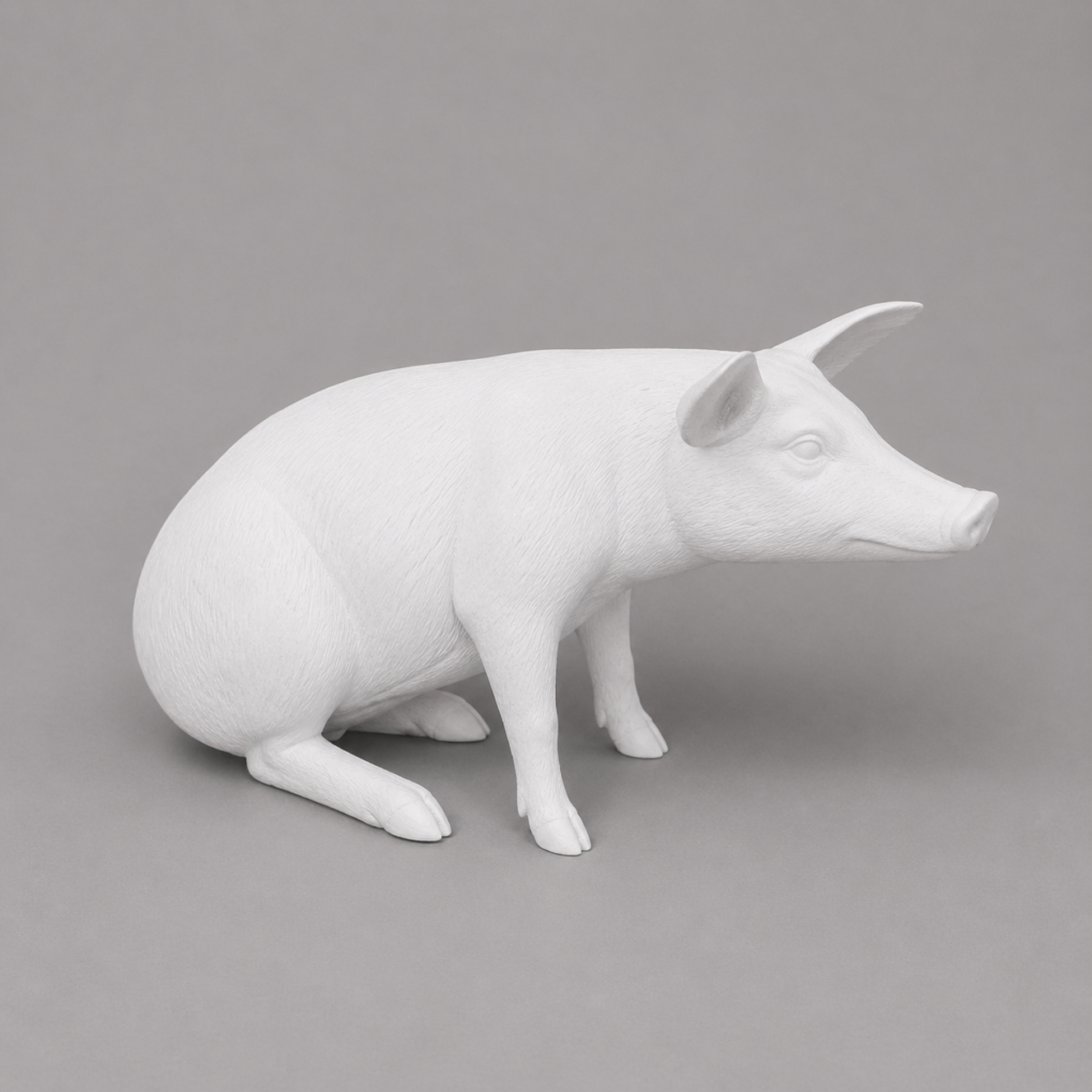 Large Sitting Pig - Paintable Primer Finish | JR 020505