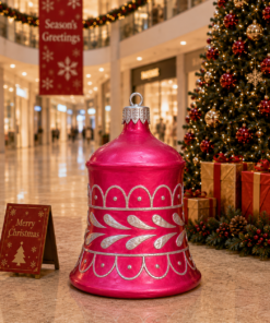 Large - Christmas Bell - Red with Silver | JR 1188