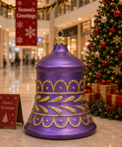 Large - Christmas Bell - Purple with Gold | JR 1188