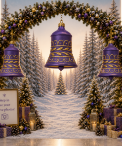 Small - Christmas Bell - Purple with Gold | JR 1189