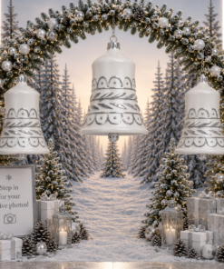Small - Christmas Bell - White with Silver | JR 1189