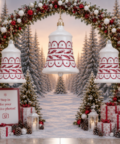 Small - Christmas Bell - White with Red | JR 1189