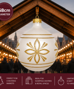 Large - Christmas Ball - White with Gold | JR 1192