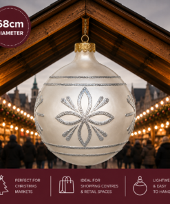 Large - Christmas Ball - White with Silver | JR 1192