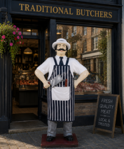 Butcher with Navy Stripe Apron 6ft | JR 100117