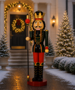Nutcracker - Green and Red - Sceptre in Right Hand - 12ft | JR 130091