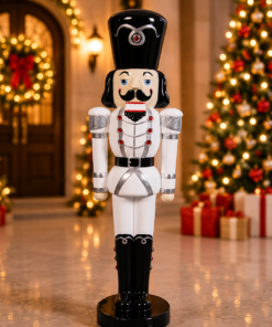 Nutcracker Soldier – White, Silver and Black – 4ft | JR 190077
