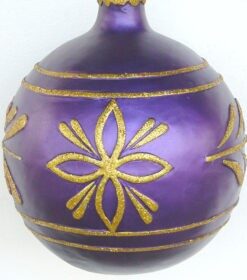 Alternative view of Large - Christmas Ball - Purple with Gold | JR 1192