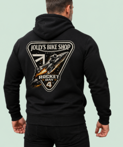 Alternative view of ROCKET DAY #4 HOODIE - Small left breast logo - large logo back | BSM-HOOD015